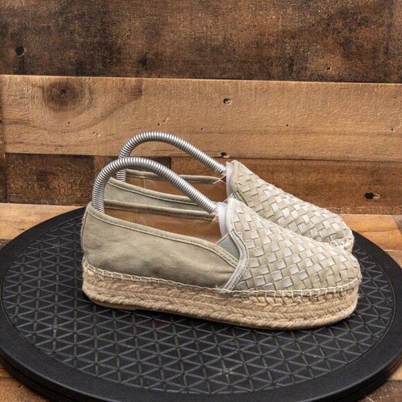 SAM EDELMAN CATHERINE PLATFORM FLATS LIGHT GREEN SUEDE CASUAL SLIP ON SIZE 6.5M - Picture 9 of 9